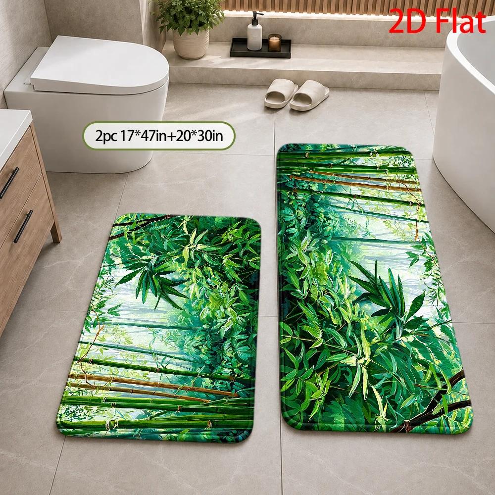 Tropical Bamboo Jungle Pattern - Bamboo Bath Mat ulasan dan harga
