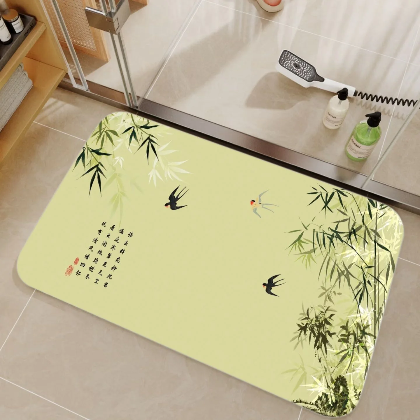 VIKAMA Bamboo & Chinese Callig - Bamboo Bath Mat ulasan dan harga