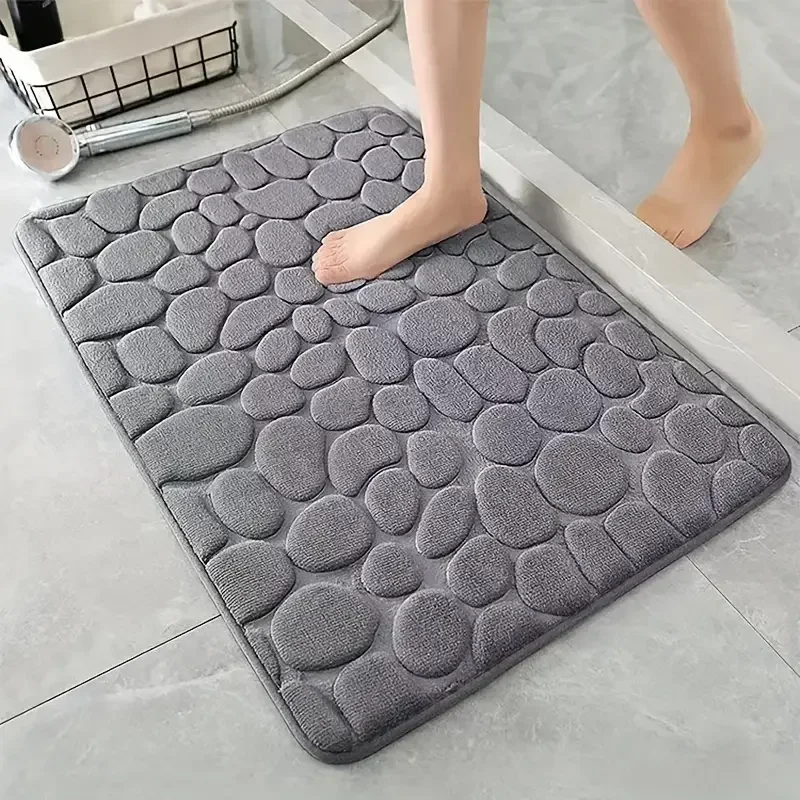 3D Non Slip Bathroom Mat Cobbl - Bamboo Bath Mat ulasan dan harga
