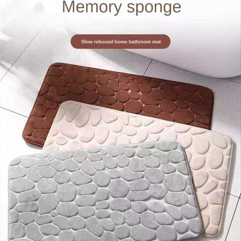 3D Non Slip Bathroom Mat Cobbl - Bamboo Bath Mat ulasan dan harga
