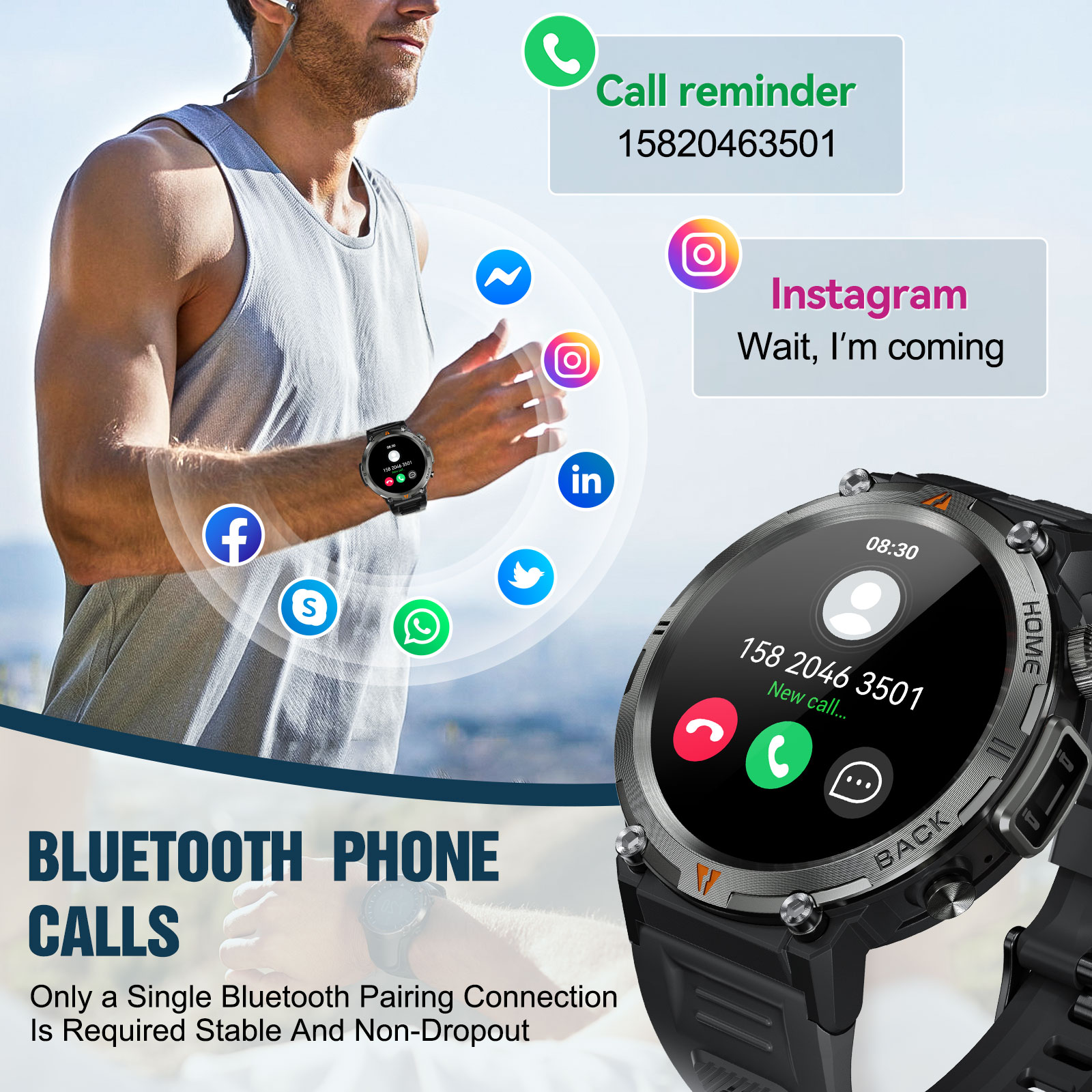 EIGIIS KE3 Bluetooth Call Smar - Health Wellness Bracelet ulasan dan harga