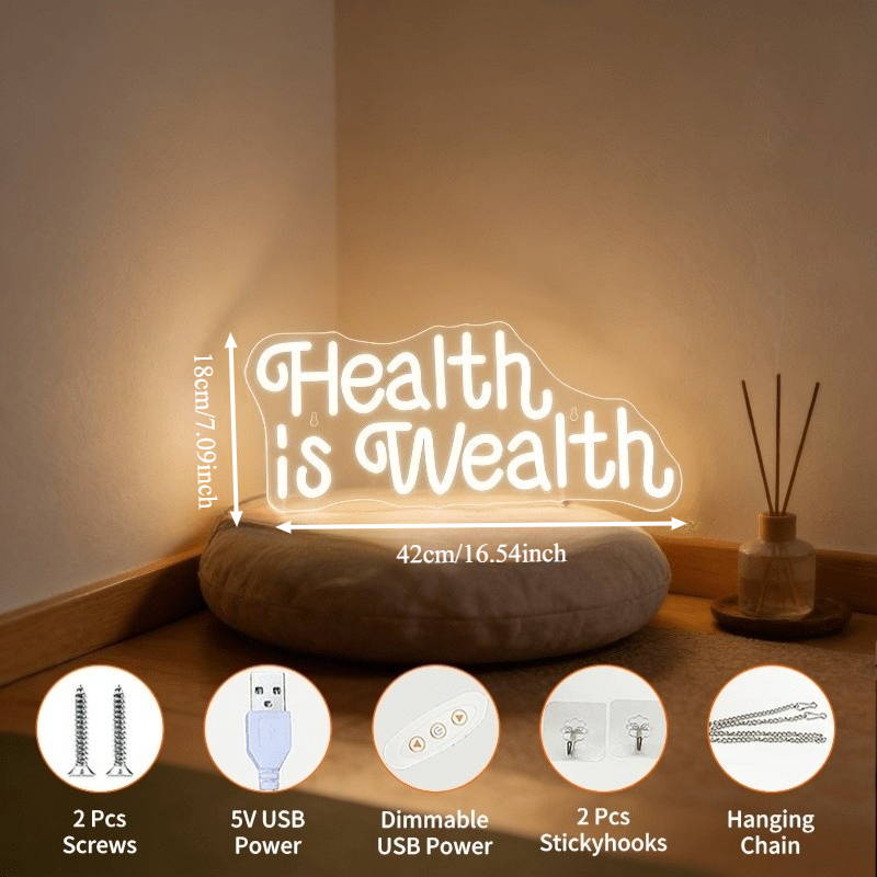 Health is Wealth Neon Sign LED - Health Wellness Lifestyle ulasan dan harga